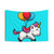 Cute unicorn floating with a balloon tapestry