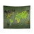 World Map Art Green Tapestry
