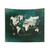 Green Watercolor World Map Tapestry Wall Art