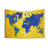 Blue Watercolor World Map Tapestry Wall Art