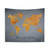 World Map Tapestry with Black and Gold Design
