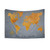 World Map Tapestry with Black and Gold Design