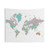 Gray, Brown, and Green World Map Tapestry