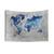 Grey Blue Watercolor World Map Tapestry Wall Art
