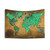 World Map Art Tapestry - Green Brown