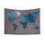 Blue World Map Tapestry Wall Hanging