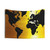 Vibrant Gold and Black World Map Tapestry Wall Decor