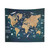 Oceans Life World Map Blue Tapestry