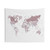 Blush Pink and Grey World Map Tapestry