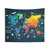 Colorful World Map Tapestry with Oceans Life Design