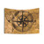 Vintage World Map Tapestry with Compass Rose