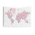 Pink watercolor detailed world map tapestry
