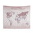 Adventure Awaits World Map Tapestry - Blush Pink and Grey Decor