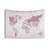 Adventure Awaits World Map Tapestry - Blush Pink and Grey Decor
