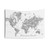 Detailed grayscale watercolor world map tapestry