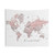 Wanderlust World Map Tapestry in Dusty Pink and Grey Watercolor