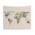 Vintage Botanical World Map Tapestry