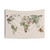 Vintage Botanical World Map Tapestry