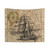 Dark Academia Vintage Pirate Ship Tapestry