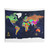 Navy Blue World Map Tapestry Wall Art