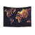 Colorful world map tapestry