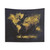 World Map Tapestry with Yellow Accents