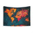 Colorful World Map Tapestry Wall Art