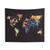 World Map Tapestry - 79 x 59 inch Black Wall Art
