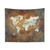 Vintage world map tapestry for adventure lovers