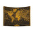 Vintage World Map Tapestry - Black & Orange