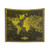 Vintage World Map Tapestry in Black and Yellow