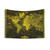 Vintage World Map Tapestry in Black and Yellow