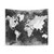 Black and White World Map Tapestry