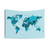Decorative world map tapestry with blue stains