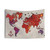 Colorful world map tapestry wall art
