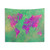 World Map Tapestry in Green and Purple