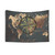 World Map Tapestry with Wind Rose Design