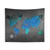 Blue Watercolor World Map Tapestry Wall Art
