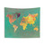 Colorful World Map Tapestry Wall Hanging