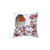 Robin Pillow with Red Berries and Winter Woodland Scene