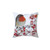 Robin Pillow with Red Berries and Winter Woodland Scene