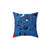Joan Miro Geometric Pillow with Red Shapes on Blue