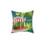 Jungle Cruise Adventure Pillow featuring elephants, giraffes, and a boat on the river