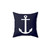 Navy blue throw pillow with white anchor design