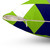 Geometric pattern pillow in bright navy, lime green and grey colors