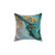 Turquoise and Gold Marble Geometric Art Pillow