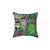 Whimsical city landscape pillow