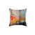 Large abstract art blue orange throw pillow