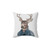 Navy Blue Deer Throw Pillow - Rustic Woodland Art