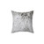 Close-up of grey faux fur pillow